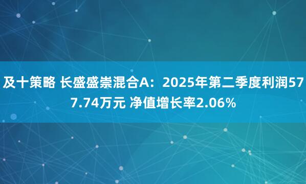 及十策略 长盛盛崇混合A：2025年第二季度利润577.74万元 净值增长率2.06%